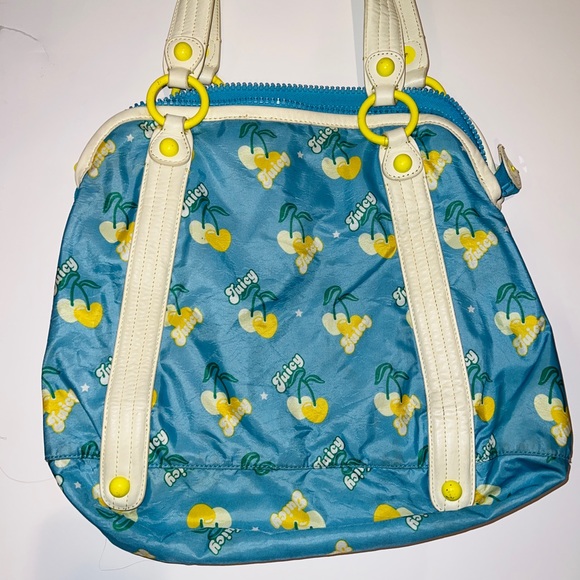 🍒 Vintage Super Rare Juicy Couture Purse Bag Blue Cherry Print Handbag 🍒 - Picture 2 of 13